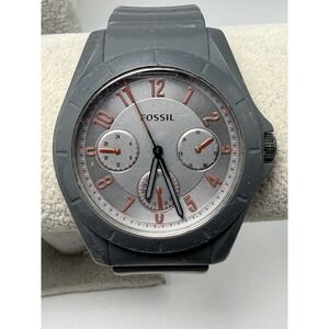 Fossil FS5221 New Battery Mens Watch 44MM 8" Gray Silicone Band